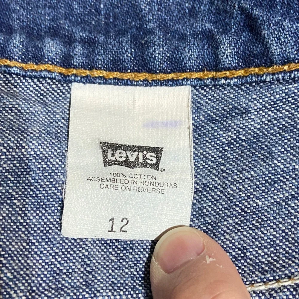 Vintage Levis 90s High Waisted Denim Shorts Sz 12 Blue Medium Wash Patch Pockets - Picture 5 of 9